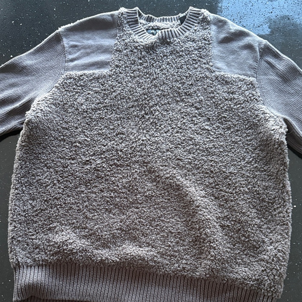 All Saints Charcoal Textured Crewneck Sweater